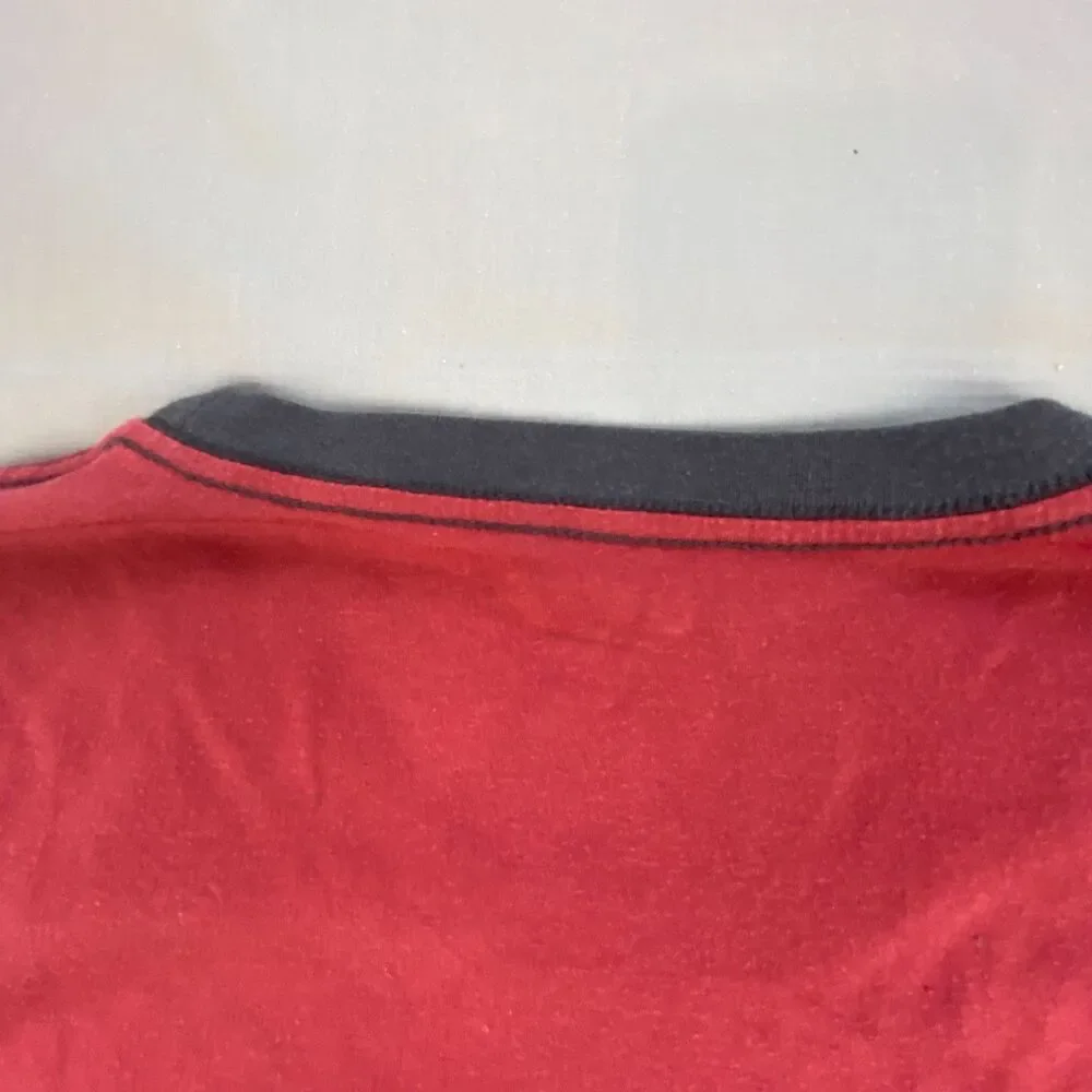 Old Navy Men XL Red Ringer T-Shirt Short Sleeve Crew Neck Contrast Trim Classic